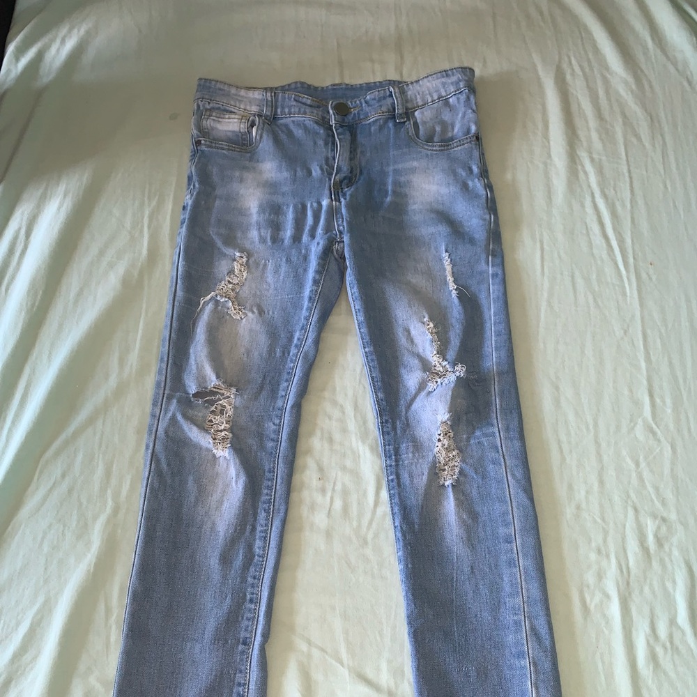 Mens slim fit ripped jeans